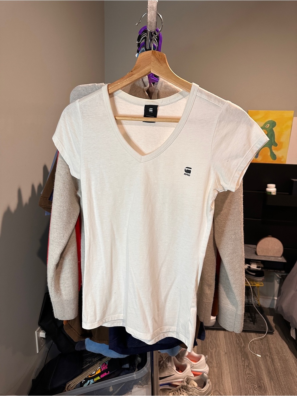 G-Star Raw Eyben Women’s Slim V-Neck T-Shirt Size XS Pre-Owned White